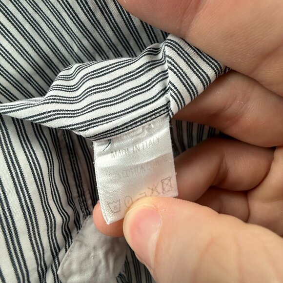 Gucci Striped Black White Contrast Collar Italy Made Button Up Shirt Size Woven - Picture 14 of 16